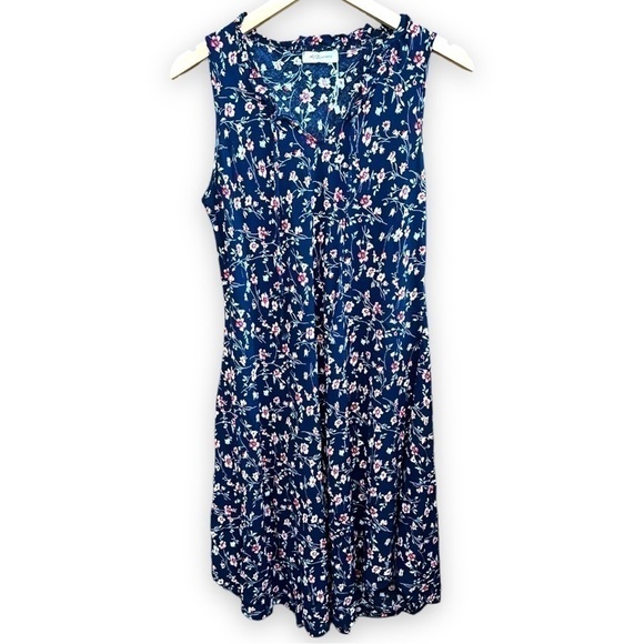 ACE Fashion Navy Floral Print Tie Front Dress, Size Large - Picture 8 of 12